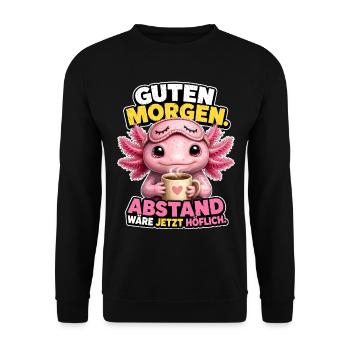 Axolotl Braucht Sicherheitsabstand - Unisex Pullover - Schwarz - Vorne - Alina (178cm) & Michal (187cm)