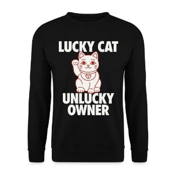 Lucky Cat Unlucky Owner Funny - Unisex Sweatshirt - black - Front - Alina (178cm) & Michal (187cm)