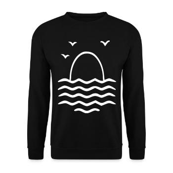 Coucher de soleil sur les vagues - Minimal - Sweat-shirt Unisexe - noir - Devant - Alina (178cm) & Michal (187cm)