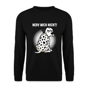 Nerv Mich Nicht Dalmatiner Dalmatinerbesitzer - Unisex Pullover - Schwarz - Vorne - Alina (178cm) & Michal (187cm)