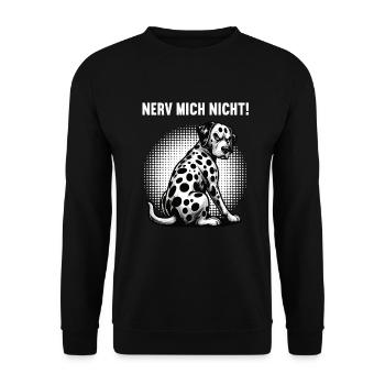 Nerv Mich Nicht Dalmatiner Dalmatinerbesitzer - Unisex Pullover - Schwarz - Vorne - Alina (178cm) & Michal (187cm)