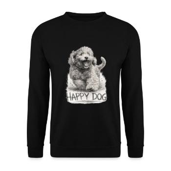 Happy Dog Hand Drawn Pencil Sketch - Unisex Sweatshirt - black - Front - Alina (178cm) & Michal (187cm)