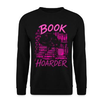 Book Hoarder Cat – Pink Book Love - Unisex Sweatshirt - black - Front - Alina (178cm) & Michal (187cm)