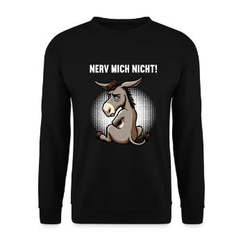 Nerv Mich Nicht Esel Eselchen Eselhalter Muli  - Unisex Pullover - Schwarz - Vorne - Alina (178cm) & Michal (187cm)