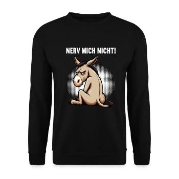 Nerv Mich Nicht Esel Eselchen Eselhalter Muli  - Unisex Pullover - Schwarz - Vorne - Alina (178cm) & Michal (187cm)