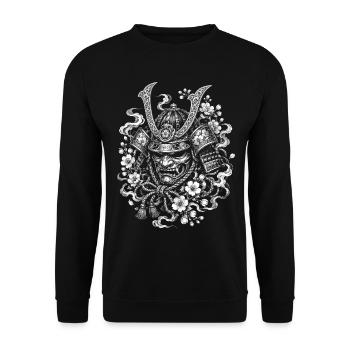 Samurai Kabuto helmet in Japanese tattoo style - Unisex Sweatshirt - black - Front - Alina (178cm) & Michal (187cm)
