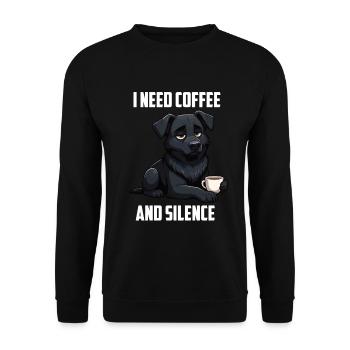 I Need Coffee and Silence Schwarzer Schäferhund - Unisex Pullover - Schwarz - Vorne - Alina (178cm) & Michal (187cm)