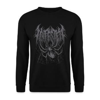 Befallen Horror Grunge Spinne  - Unisex Pullover - Schwarz - Vorne - Alina (178cm) & Michal (187cm)