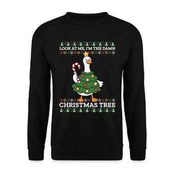 Schau mich an, ich bin der verdammte Weihnachtsbaum - Unisex Pullover - Schwarz - Vorne - Alina (178cm) & Michal (187cm)