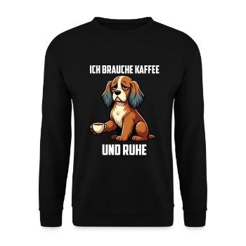 Ich Brauche Kaffee und Ruhe Cocker Spaniel  - Unisex Pullover - Schwarz - Vorne - Alina (178cm) & Michal (187cm)