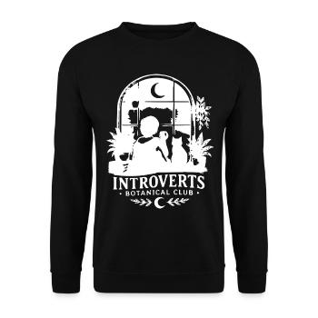 Introvertierter Botanischer Club Nachtlogo - Unisex Pullover - Schwarz - Vorne - Alina (178cm) & Michal (187cm)