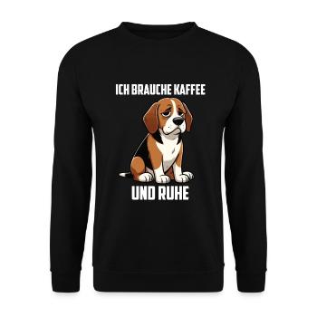 Ich Brauche Kaffe und Ruhe Beagle Beaglebesitzer  - Unisex Pullover - Schwarz - Vorne - Alina (178cm) & Michal (187cm)