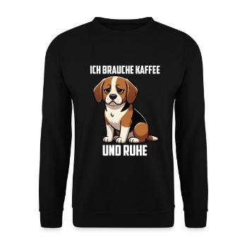 Ich Brauche Kaffe und Ruhe Beagle Beaglebesitzer  - Unisex Pullover - Schwarz - Vorne - Alina (178cm) & Michal (187cm)
