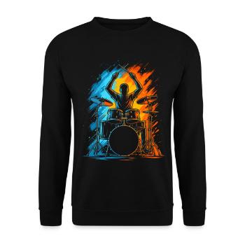 Schlagzeuger Drummer Herren Kinder Schlagzeug - Unisex Pullover - Schwarz - Vorne - Alina (178cm) & Michal (187cm)