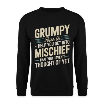 Grumpy hier, um dir zu helfen, in Unfug einzusteigen - Unisex Pullover - Schwarz - Vorne - Alina (178cm) & Michal (187cm)