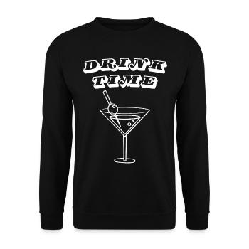 Trinkzeit – Retro-Cocktail-Martini-Glas - Unisex Pullover - Schwarz - Vorne - Alina (178cm) & Michal (187cm)