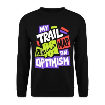 My Map Runs on Optimism - Unisex Pullover - Schwarz - Vorne - Alina (178cm) & Michal (187cm)