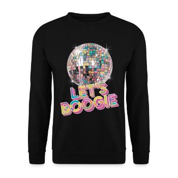 Discoball Vintage Retro Let's Boogie Disco Ball - Unisex Pullover - Schwarz - Vorne - Alina (178cm) & Michal (187cm)