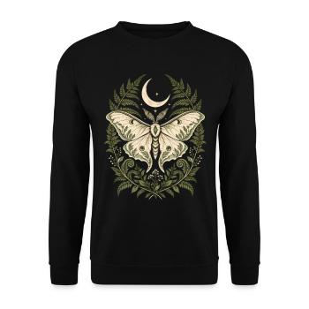Mondfalter und Farne - Unisex Pullover - Schwarz - Vorne - Alina (178cm) & Michal (187cm)