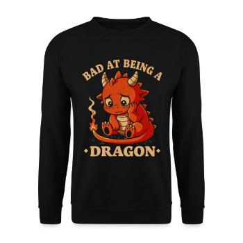 Schlecht im Drachensein – Süßer, lustiger Drache - Unisex Pullover - Schwarz - Vorne - Alina (178cm) & Michal (187cm)