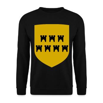 Gelbes Wappen mit Türmen - Unisex Pullover - Schwarz - Vorne - Alina (178cm) & Michal (187cm)