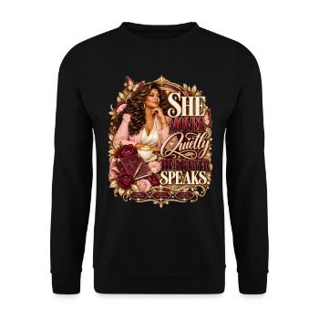Ruhiger Ehrgeiz – ruhiges Selbstvertrauen - Unisex Pullover - Schwarz - Vorne - Alina (178cm) & Michal (187cm)