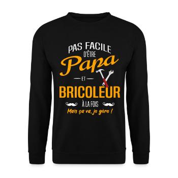 PAPA BRICOLEUR - Sweat-shirt Unisexe - noir - Devant - Alina (178cm) & Michal (187cm)