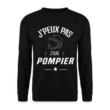 J'peux pas je suis pompier - sapeur pompier - Sweat-shirt Unisexe - noir - Devant - Alina (178cm) & Michal (187cm)