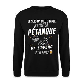 Pétanque et apéro - Sweat-shirt Unisexe - noir - Devant - Alina (178cm) & Michal (187cm)