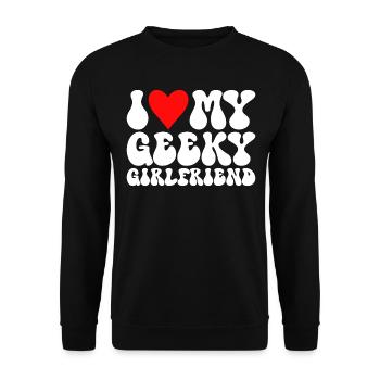 J'aime Ma Petite Amie Geek J'Adore Ma Copine Geek - Sweat-shirt Unisexe - noir - Devant - Alina (178cm) & Michal (187cm)