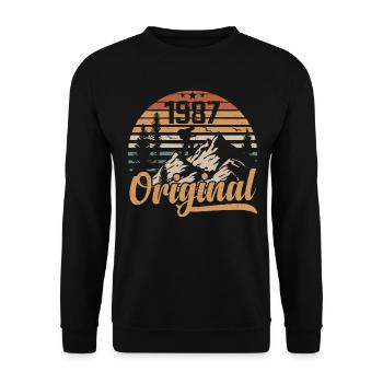 Original 1987 Retro 1987 Vintage 1987 Anniversaire - Sweat-shirt Unisexe - noir - Devant - Alina (178cm) & Michal (187cm)