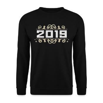 Jahrgang 2019 Retro Geburtstag 2019 Vintage 2019 - Unisex Pullover - Schwarz - Vorne - Alina (178cm) & Michal (187cm)