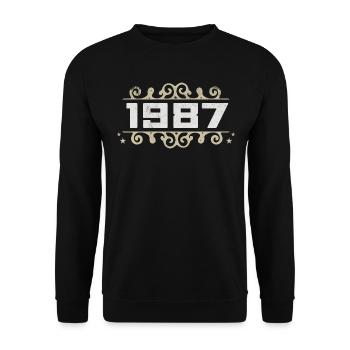 Millésime 1987 Rétro Anniversaire 1987 Millésime 1987 - Sweat-shirt Unisexe - noir - Devant - Alina (178cm) & Michal (187cm)