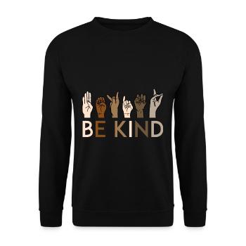 Be Kind American Sign Language ASL Teacher - Unisex Sweatshirt - black - Front - Alina (178cm) & Michal (187cm)