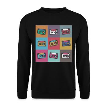 cassettes rétro comic Popart - Sweat-shirt Unisexe - noir - Devant - Alina (178cm) & Michal (187cm)