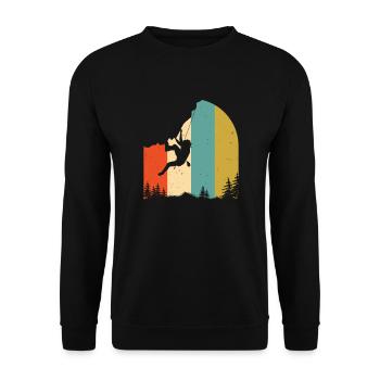 Fels Klettern Vintage Bergsteiger Alpen Geschenk - Unisex Pullover - Schwarz - Vorne - Alina (178cm) & Michal (187cm)