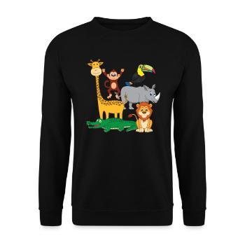 Birthday Lion Zoo Animals Cake Giraffe Gift - Unisex Sweatshirt - black - Front - Alina (178cm) & Michal (187cm)