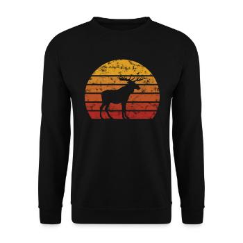 Elk Antler Deer Moose Vintage Norvège Cadeau - Sweat-shirt Unisexe - noir - Devant - Alina (178cm) & Michal (187cm)