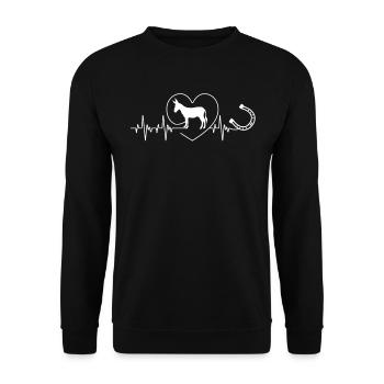 Heartbeat Donkey Horseshoe Happiness for All Gift - Unisex Sweatshirt - black - Front - Alina (178cm) & Michal (187cm)