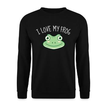 Grenouilles J’adore mon cadeau de crapaud grenouille - Sweat-shirt Unisexe - noir - Devant - Alina (178cm) & Michal (187cm)