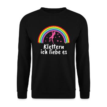 Bouldern Klettern Bergsteigen Felsen Frau Geschenk - Unisex Pullover - Schwarz - Vorne - Alina (178cm) & Michal (187cm)