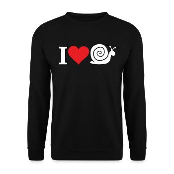 Schnecke Ich Liebe Schnecken Herz Langsam Geschenk - Unisex Pullover - Schwarz - Vorne - Alina (178cm) & Michal (187cm)