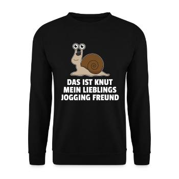 Schnecke Lieblings Jogging Freund Laufen Geschenk - Unisex Pullover - Schwarz - Vorne - Alina (178cm) & Michal (187cm)