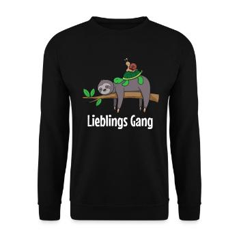 Faultier Schildkröte Schnecke Lieblings Gang Gift - Unisex Pullover - Schwarz - Vorne - Alina (178cm) & Michal (187cm)