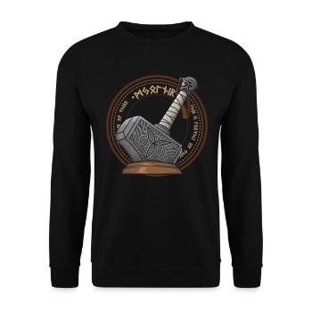 Mjolnir Thors Hammer Wikinger Walhalla Vikinger - Unisex Pullover - Schwarz - Vorne - Alina (178cm) & Michal (187cm)