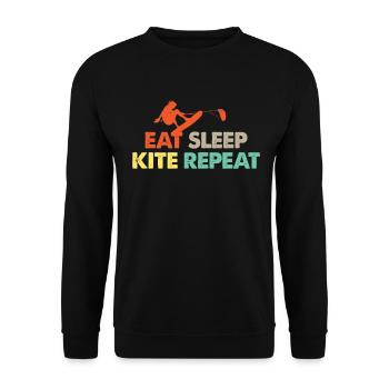 Kite Surfing Kiting Eating Repeat Fun Gift - Unisex Sweatshirt - black - Front - Alina (178cm) & Michal (187cm)