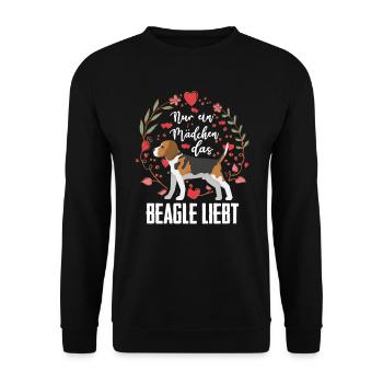 Beagle Ein Mädchen Das Beagle Liebt Hund Geschenk - Unisex Pullover - Schwarz - Vorne - Alina (178cm) & Michal (187cm)