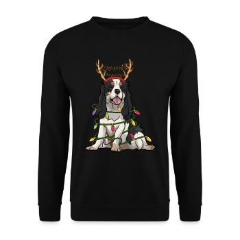 Kavalier König Charles Spaniel Santa Christmas Ligh - Unisex Pullover - Schwarz - Vorne - Alina (178cm) & Michal (187cm)