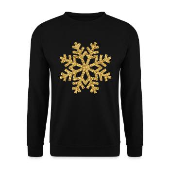 Gold Schneeflocken Winter- und Weihnachtsdekoration - Unisex Pullover - Schwarz - Vorne - Alina (178cm) & Michal (187cm)