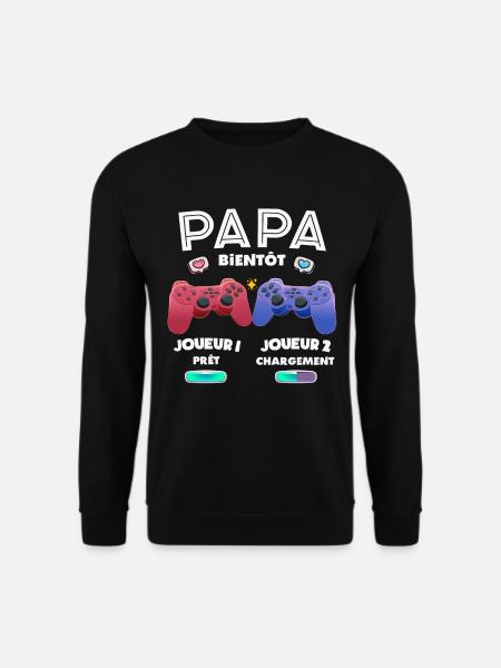 Papa Bientôt Annonce Grossesse Futur Père Gamer - Sweat-shirt Unisexe - noir